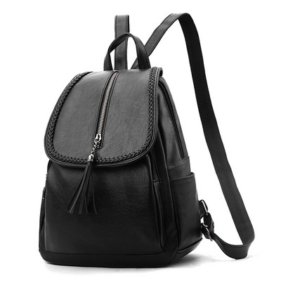 Nauja odinė moteriška kuprinė su metaliniu užsegimu