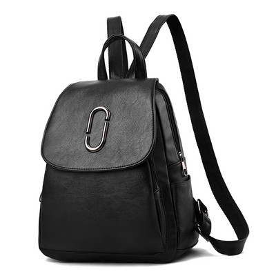 Nauja odinė moteriška kuprinė su metaliniu užsegimu