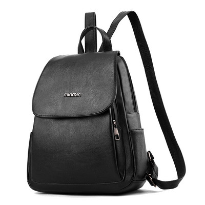 Nauja odinė moteriška kuprinė su metaliniu užsegimu