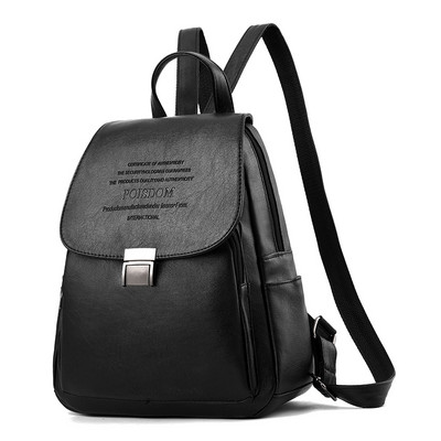 Nauja odinė moteriška kuprinė su metaliniu užsegimu