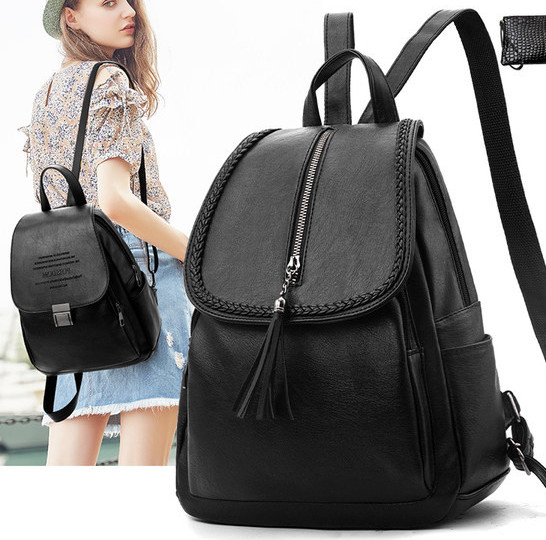 Nauja odinė moteriška kuprinė su metaliniu užsegimu