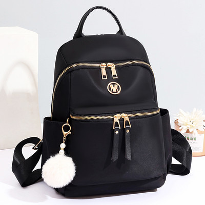 Moteriška tekstilinė kuprinė su raktų laikikliu ir užtrauktuku