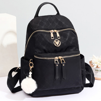 Moteriška tekstilinė kuprinė su raktų laikikliu ir užtrauktuku