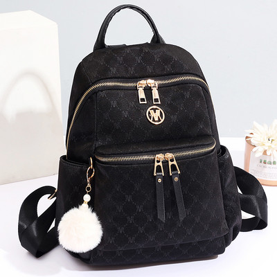 Moteriška tekstilinė kuprinė su raktų laikikliu ir užtrauktuku