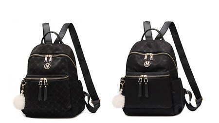 Moteriška tekstilinė kuprinė su raktų laikikliu ir užtrauktuku