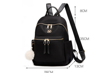 Moteriška tekstilinė kuprinė su raktų laikikliu ir užtrauktuku