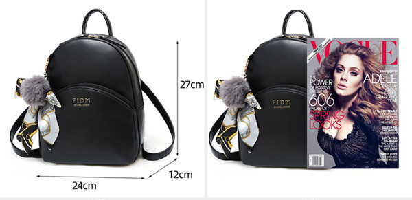 Šiuolaikinė moteriška odinė kuprinė su aksesuarais