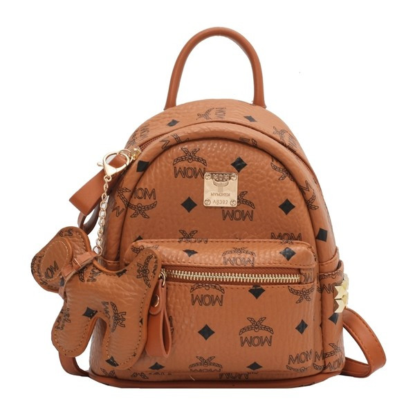 Γυναικείο μικρό σακίδιο πλάτης από οικολογικό δέρμα με μπρελόκ