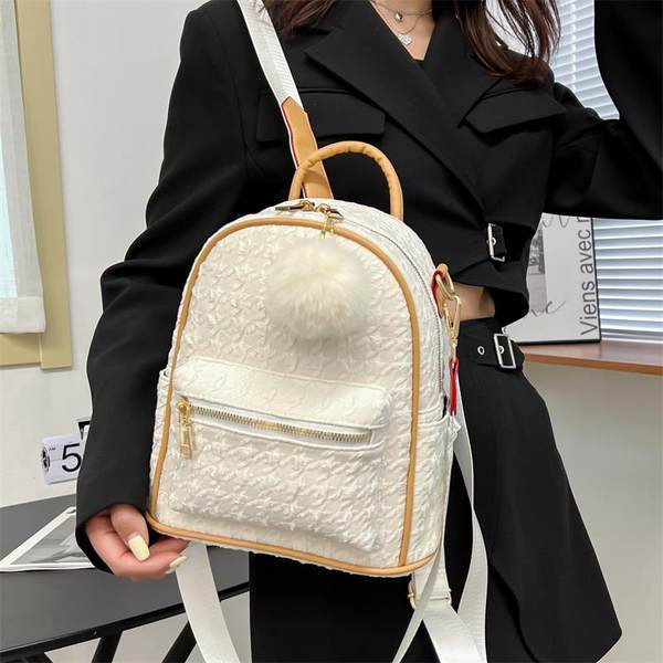 Γυναικείο καρό σακίδιο πλάτης σε πολλά χρώματα με πούπουλο