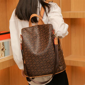 Madinga moteriška odinė kuprinė su užpakaline kišene ir užrašu