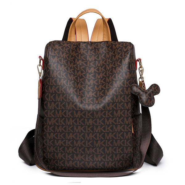 Madinga moteriška odinė kuprinė su užpakaline kišene ir užrašu