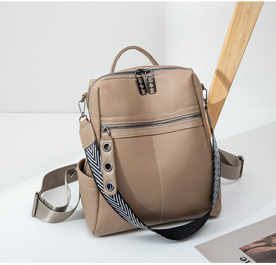 Stílusos női hátizsák ökobőrből, cipzárral