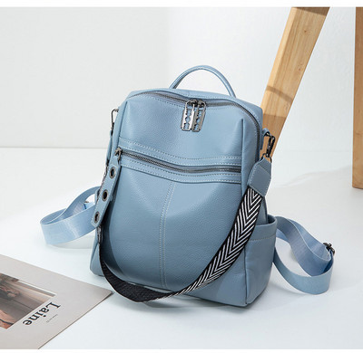 Stílusos női hátizsák ökobőrből, cipzárral