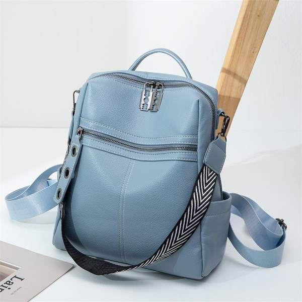 Stílusos női hátizsák ökobőrből, cipzárral