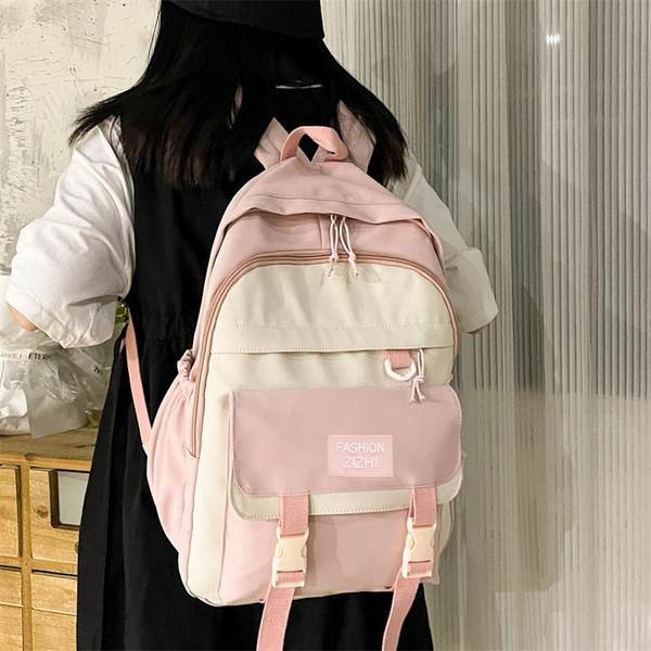 Moteriška tekstilinė kuprinė su priekine kišene ir plastikine užsegimu