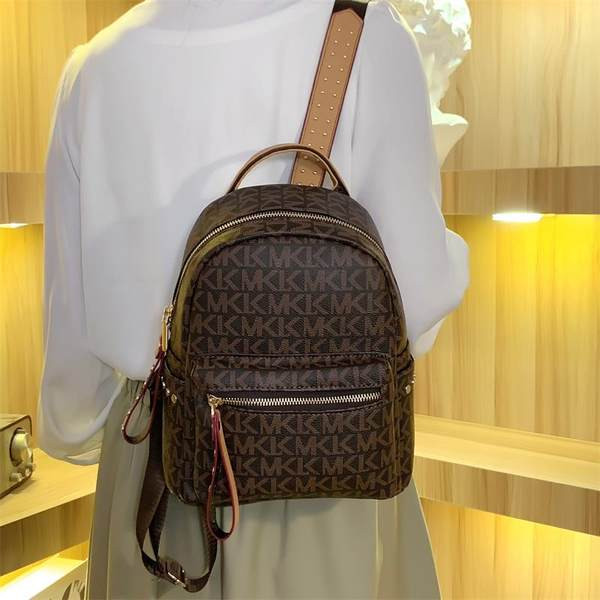 Μοντέρνο γυναικείο σακίδιο πλάτης με στάμπα - διχρωμία