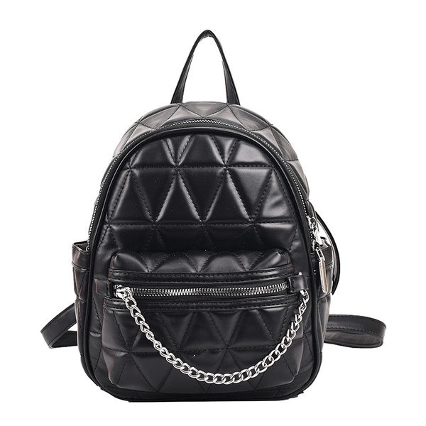 Γυναικείο σακίδιο πλάτης με διακοσμητική ασημένια αλυσίδα