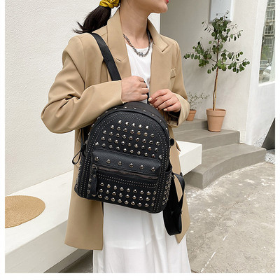 Moteriška trijų spalvų eko odos kuprinė