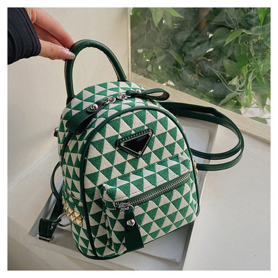 Moteriška moderni tekstilinė kuprinė su priekine kišene ir užtrauktuku