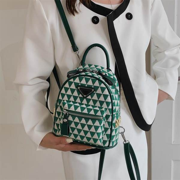 Moteriška moderni tekstilinė kuprinė su priekine kišene ir užtrauktuku