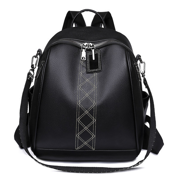 Puhta disaini ja lukuga suletav naiste nahast seljakott