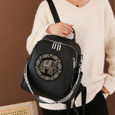 Rucsac de dama negru cu pietre decorative