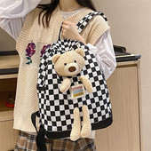 Moteriška tekstilinė kuprinė su 3D meškiuko dekoracija