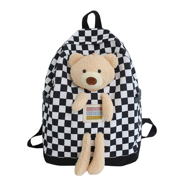 Moteriška tekstilinė kuprinė su 3D meškiuko dekoracija