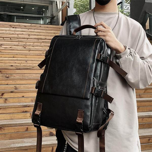 Naujo modelio odinė kuprinė su keliais skyreliais – tinka tiek moterims, tiek vyrams