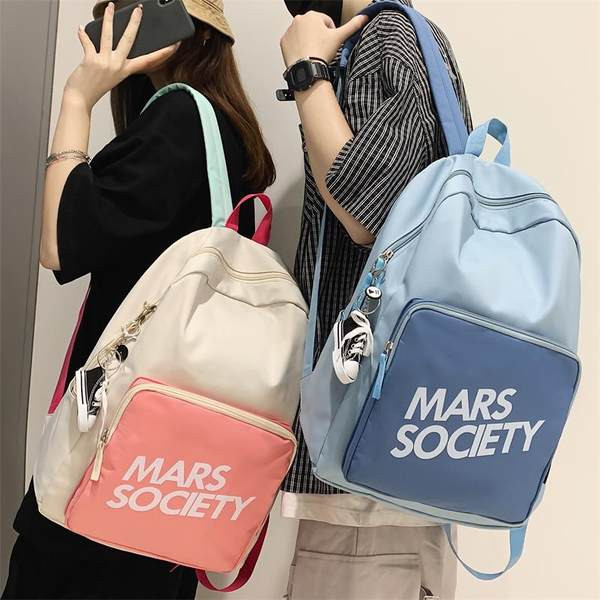 Új modell női textil hátizsák cipzárral és felirattal