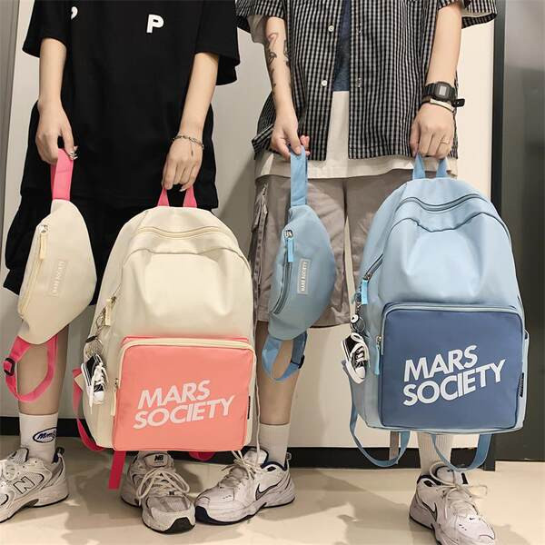 Új modell női textil hátizsák cipzárral és felirattal