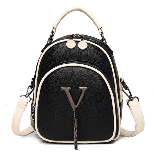 Moderni nedidelė moteriška kuprinė su keliais skyreliais