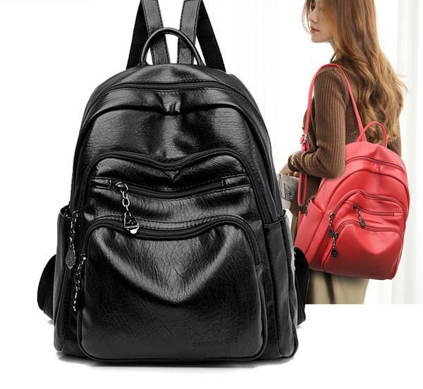 Öko bőrből készült, cipzárral zárható női hátizsák