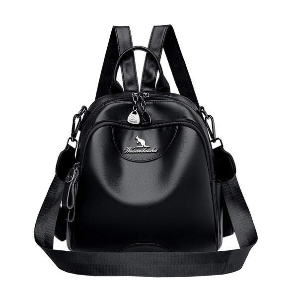 Kolmes värvitoonis naiste seljakott dekoratiivse metallelemendiga