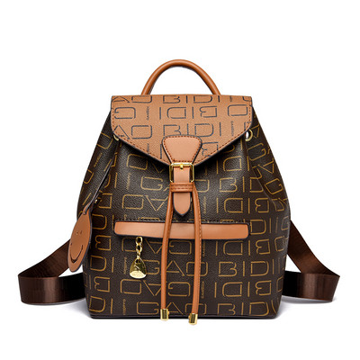 Γυναικείο σακίδιο πλάτης από οικολογικό δέρμα με επιγραφή και αγκράφα