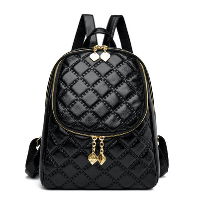 Νέο δερμάτινο μαύρο γυναικείο σακίδιο πλάτης