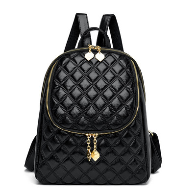 Νέο δερμάτινο μαύρο γυναικείο σακίδιο πλάτης