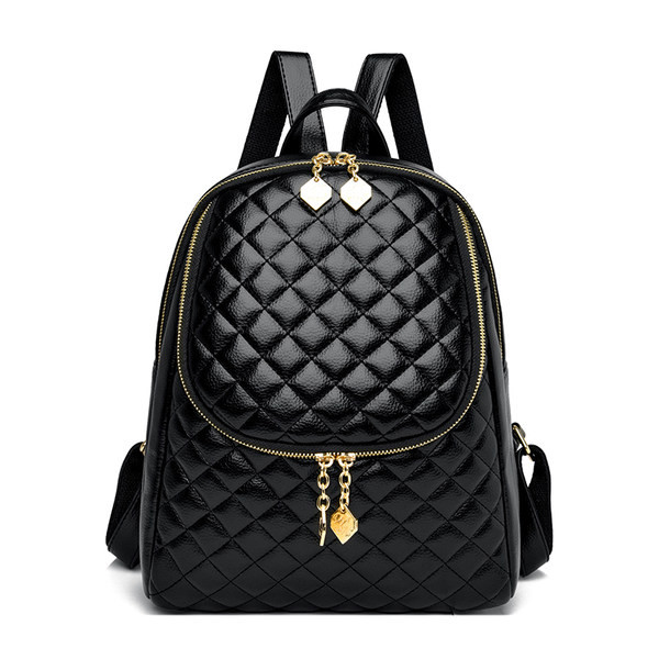 Νέο δερμάτινο μαύρο γυναικείο σακίδιο πλάτης