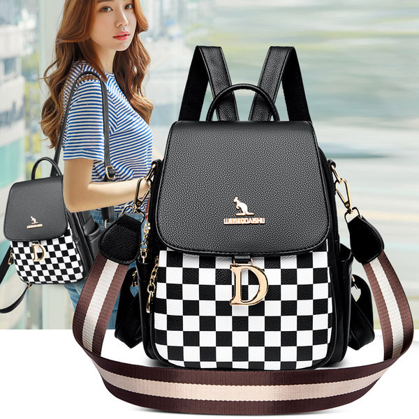 Nahast uue mudeli metallist kaunistusega seljakott naistele