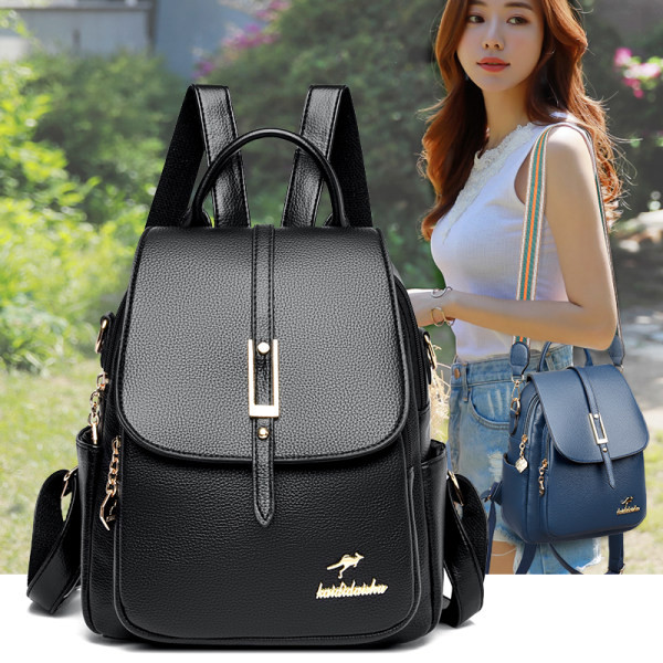 Μοντέρνο σακίδιο πλάτης από οικολογικό δέρμα με μεταλλική διακόσμηση για γυναίκες