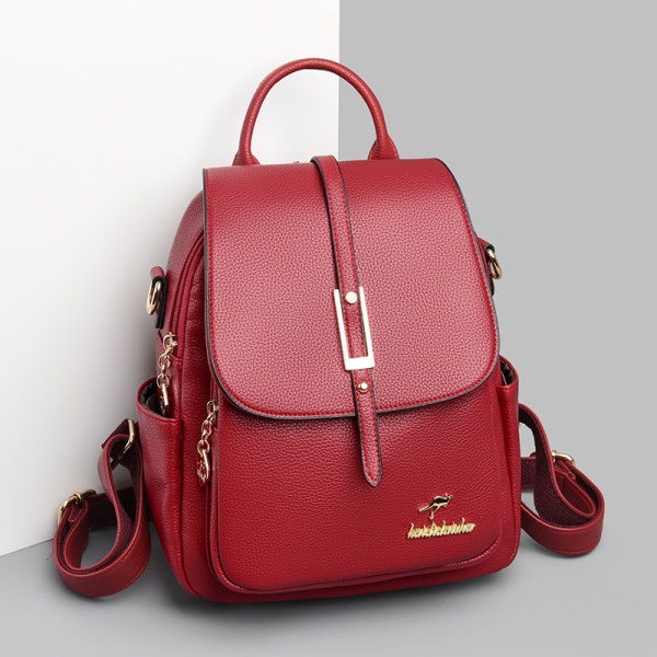 Μοντέρνο σακίδιο πλάτης από οικολογικό δέρμα με μεταλλική διακόσμηση για γυναίκες