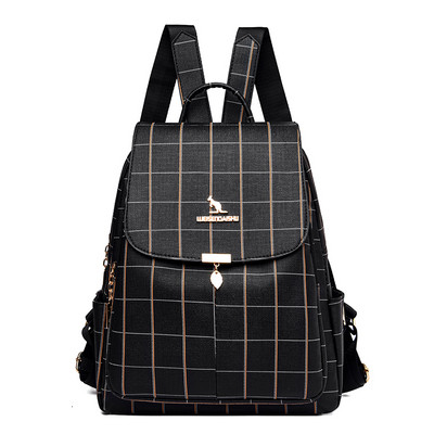 Γυναικείο δερμάτινο σακίδιο πλάτης με μεταλλικό κούμπωμα