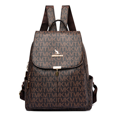 Γυναικείο δερμάτινο σακίδιο πλάτης με μεταλλικό κούμπωμα