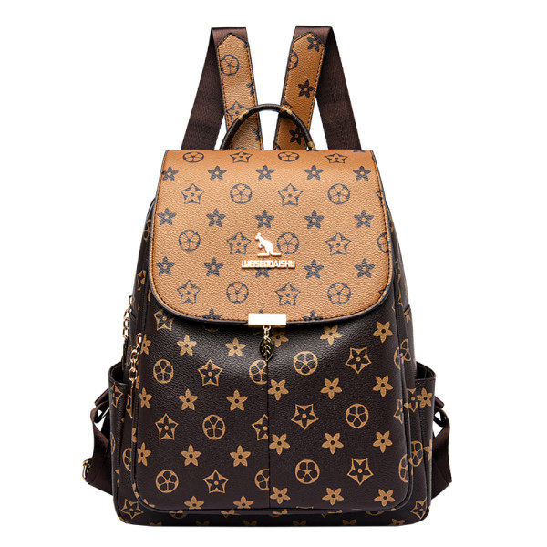 Γυναικείο δερμάτινο σακίδιο πλάτης με μεταλλικό κούμπωμα