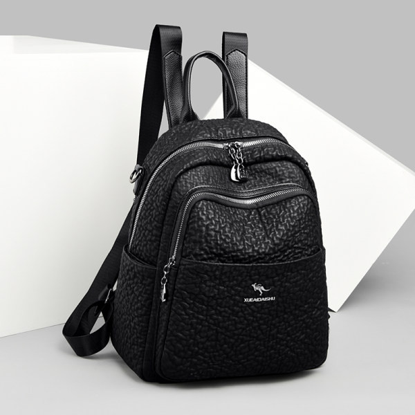 Γυναικείο σακίδιο πλάτης με ανάγλυφο οικολογικό δέρμα και κλείσιμο με φερμουάρ