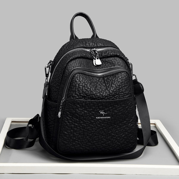 Γυναικείο σακίδιο πλάτης με ανάγλυφο οικολογικό δέρμα και κλείσιμο με φερμουάρ