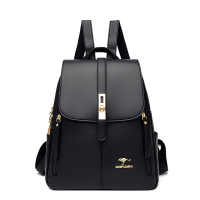 Laisvalaikiška moteriška kuprinė iš eko odos su metalo apdaila