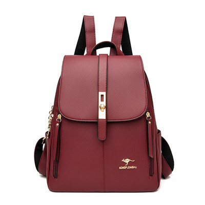 Laisvalaikiška moteriška kuprinė iš eko odos su metalo apdaila