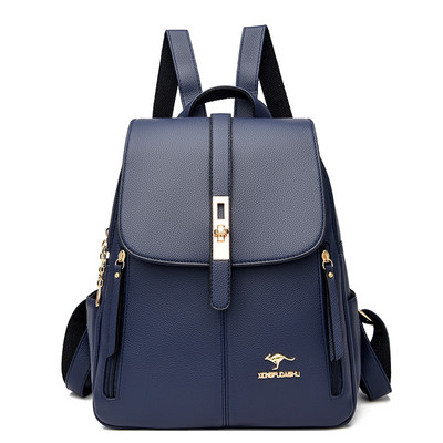 Laisvalaikiška moteriška kuprinė iš eko odos su metalo apdaila