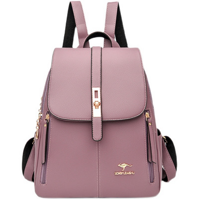 Laisvalaikiška moteriška kuprinė iš eko odos su metalo apdaila